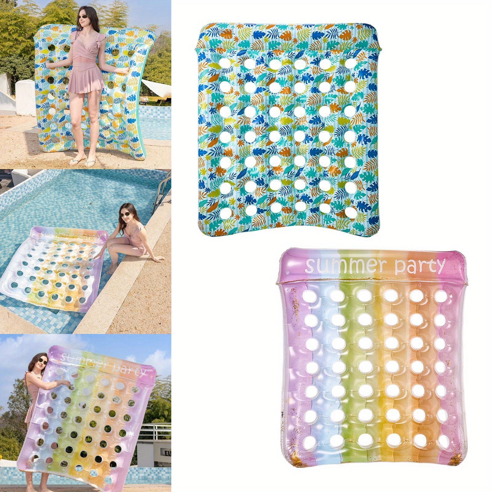Double Hole Inflatable Floating Bed with Cushions Water Sports Equipment