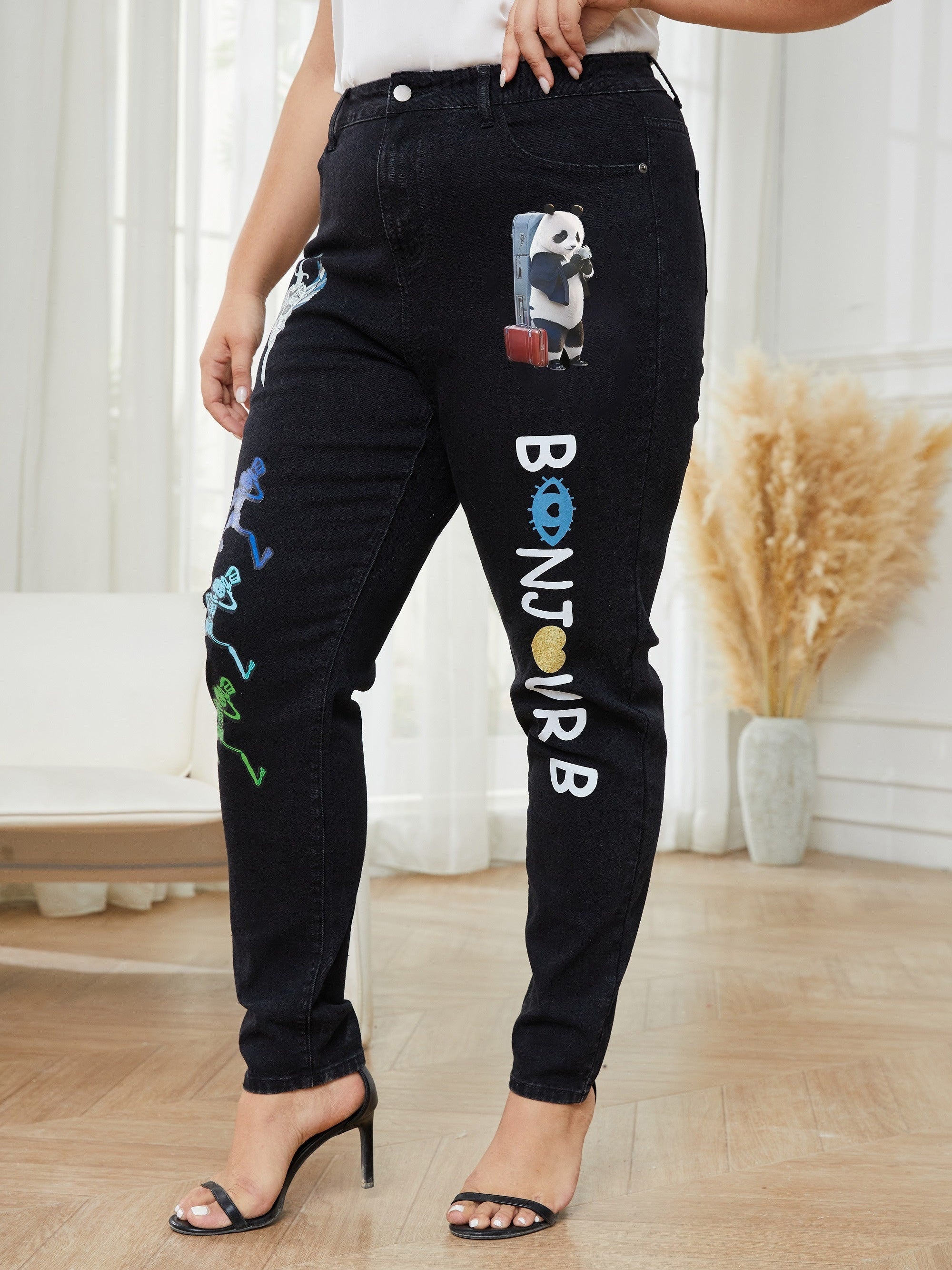 High Stretch Graphic Print Jeans