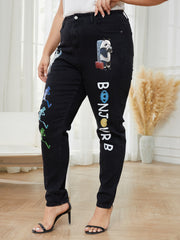 High Stretch Graphic Print Jeans