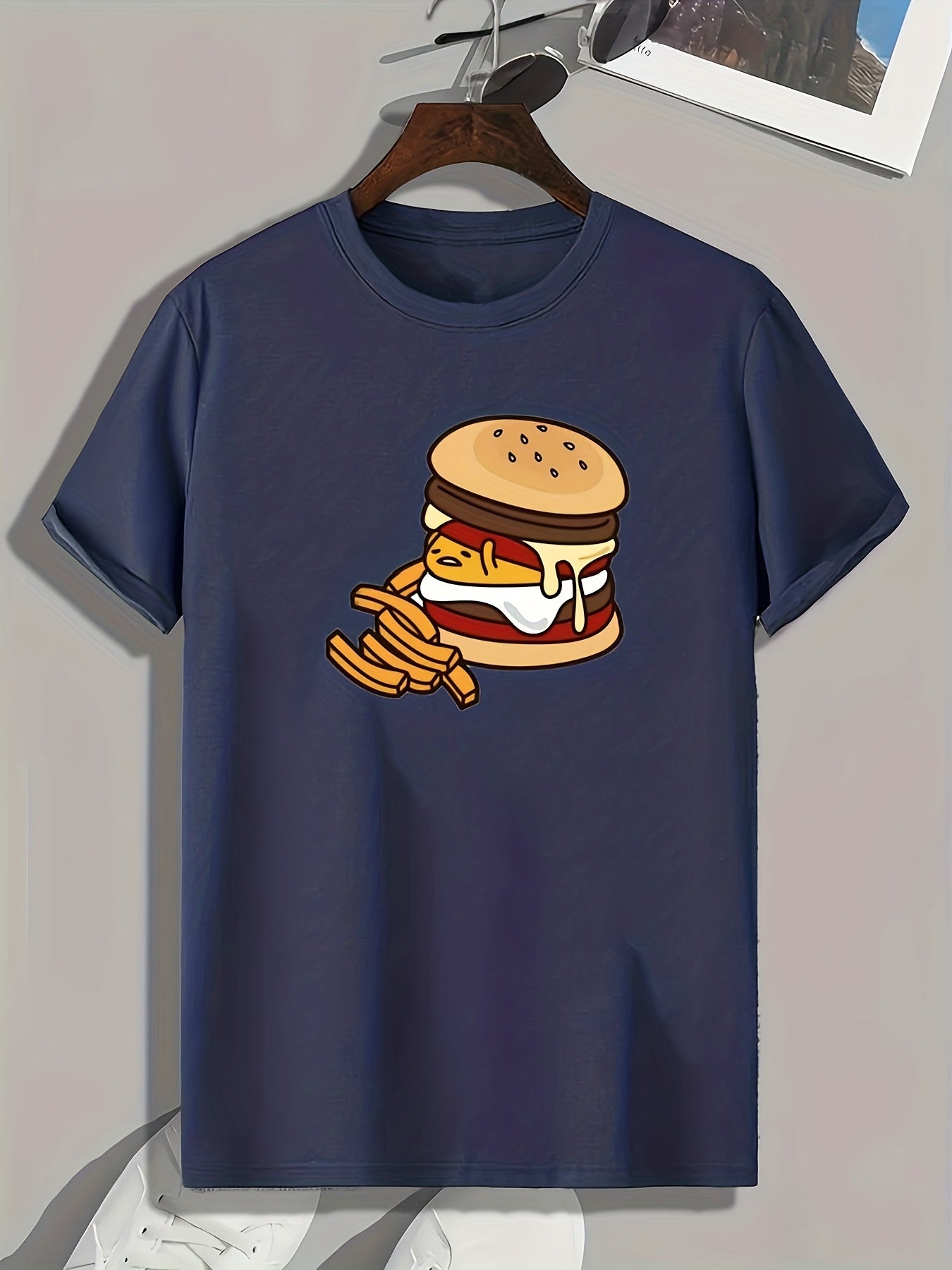 Hamburger Print Men's Tee Summer Casual Graphic T-shirt