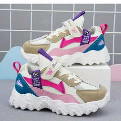 Girls' Low Top Mesh Sneakers Hook And Loop Fastener Lightweight Anti Slip Shoes