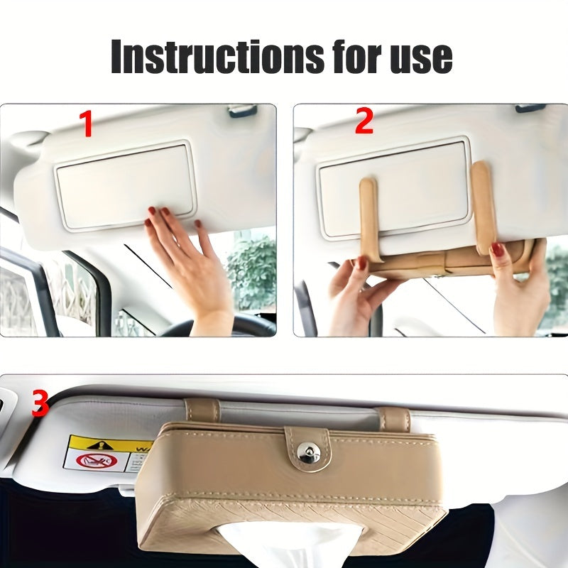 Car Tissue Box PU Leather Sunshield Auto Accessories Car Interior Supplies