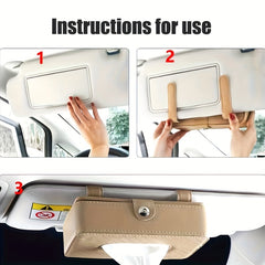 Car Tissue Box PU Leather Sunshield Auto Accessories Car Interior Supplies