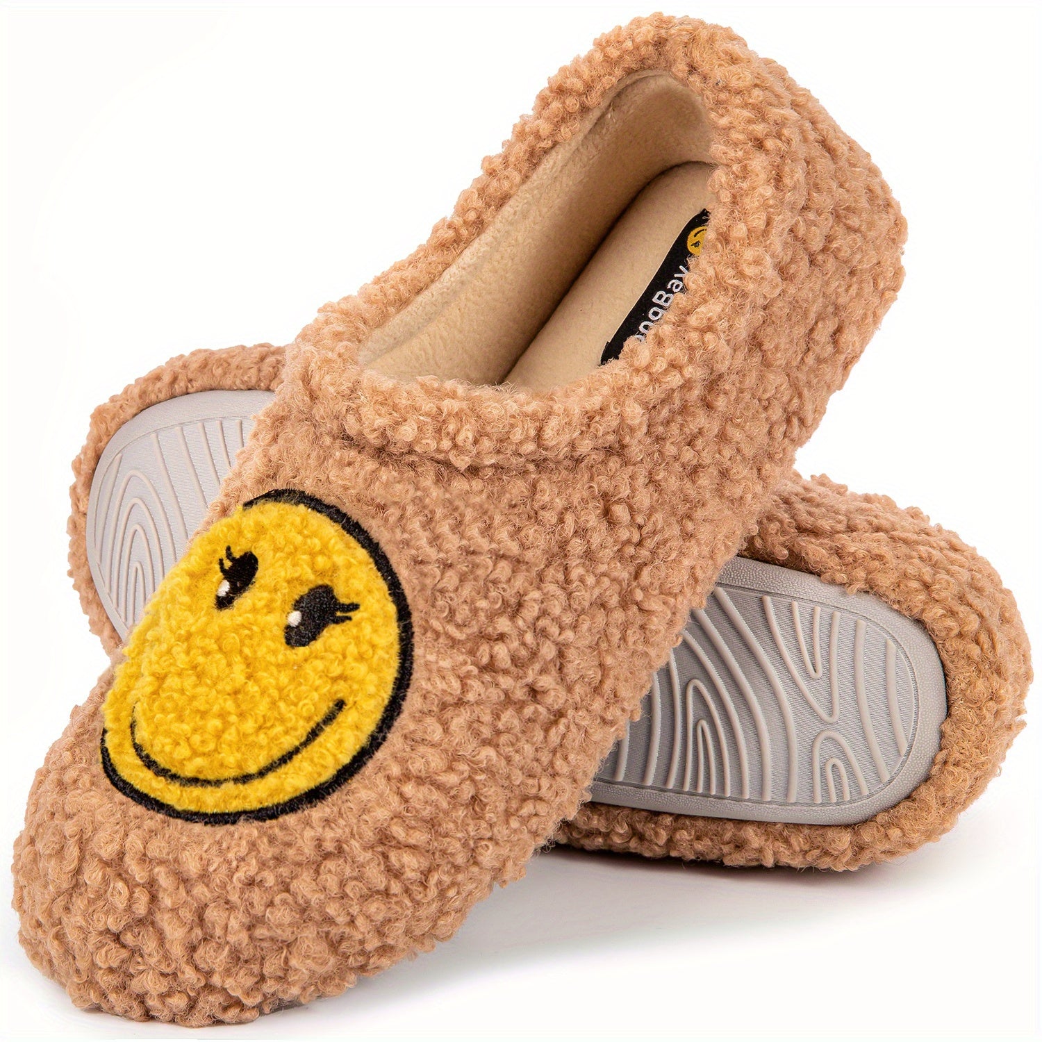 Retro Smile Face Slippers Memory Foam House Shoes