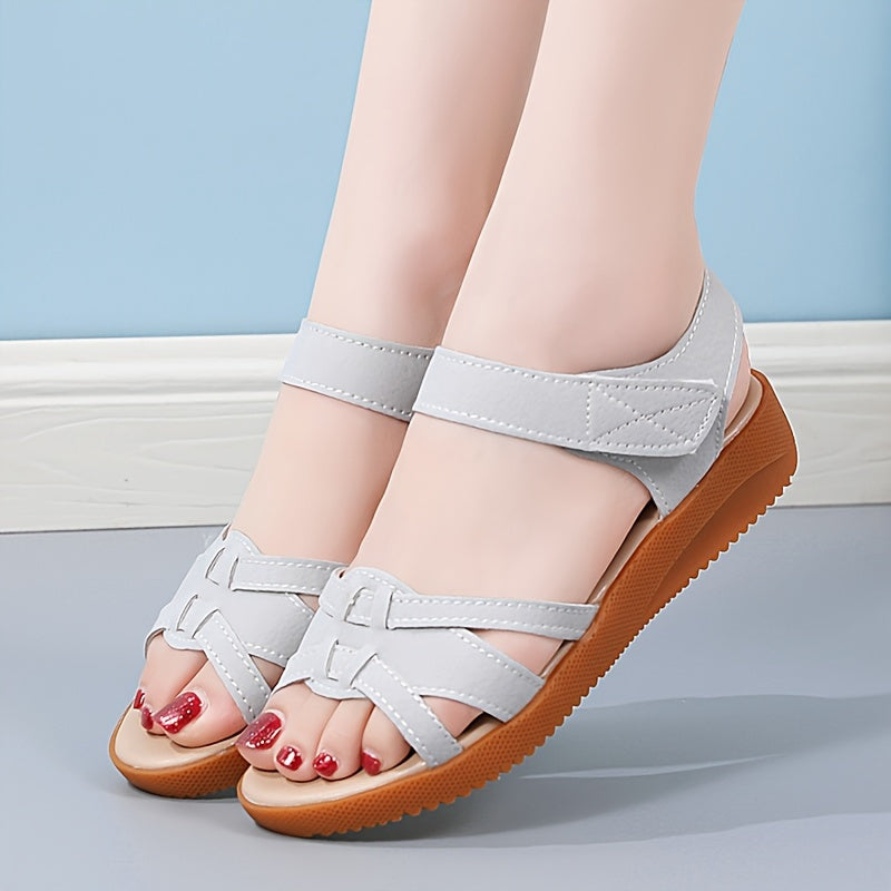 Women's Anti-slip Flat Sandals Hook & Loop Fastener Hollow Out Comfort Sports