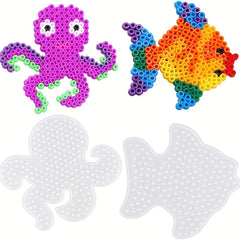 15pcs Animal Series Fuse Beads Boards with Colorful Cards, DIY Crafts