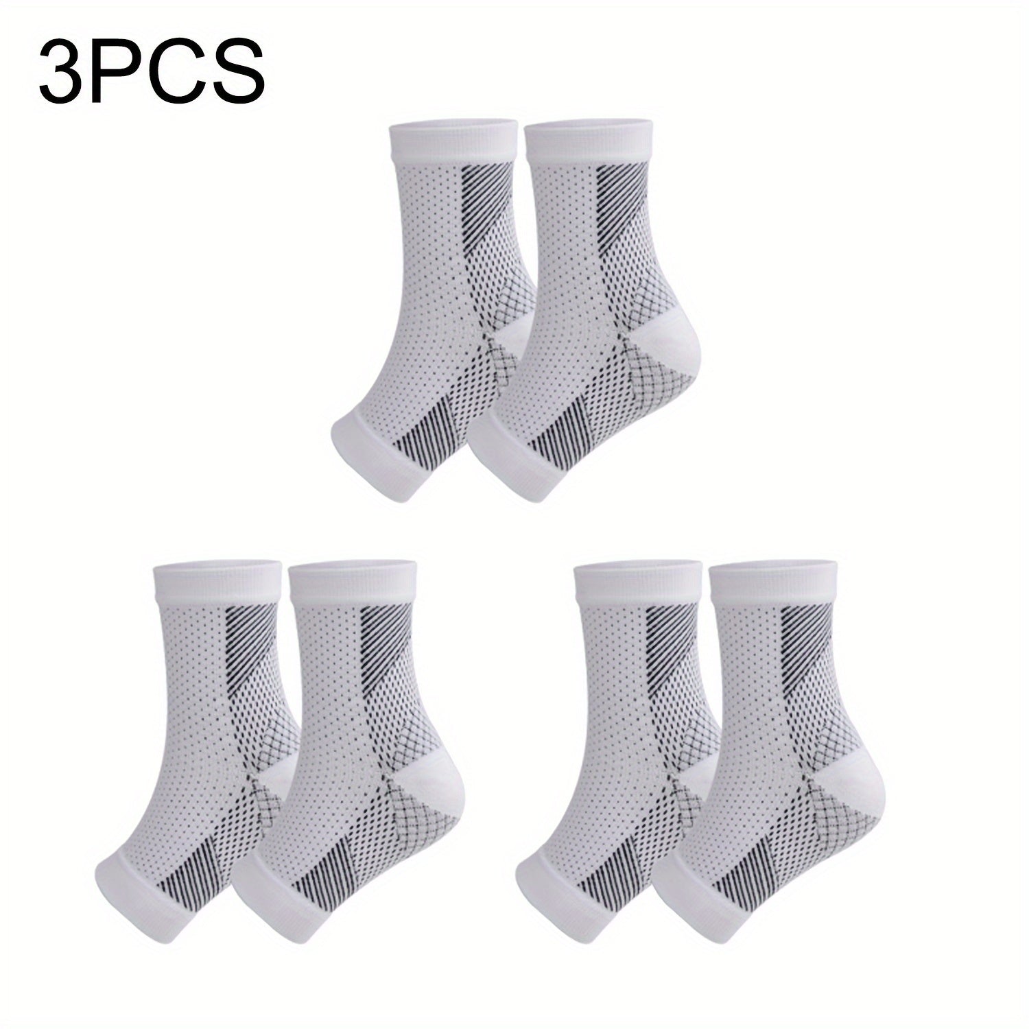 3 Pairs Toeless Compression Socks Nylon Blend Ankle Sleeves