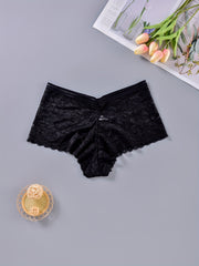 Floral Lace Striped High Waisted Underwear