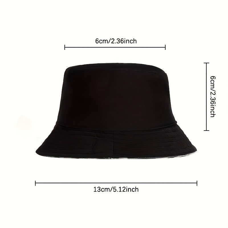 Unisex Wide Brim Sunshade Bucket Hat Coconut Tree Print Double Sided Sun Hat