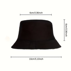 Unisex Wide Brim Sunshade Bucket Hat Coconut Tree Print Double Sided Sun Hat