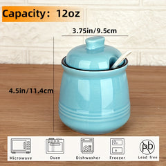 Ceramic Salt Bowl Sugar Bowl with Lid and Spoon