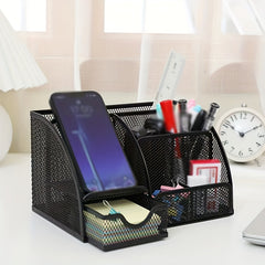 Mesh Pencil Desk Organizer with 6 Compartments