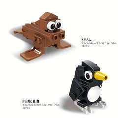 10pcs Animal Building Block Set - Parrots, Penguins, Sheep, Cows, Puppies