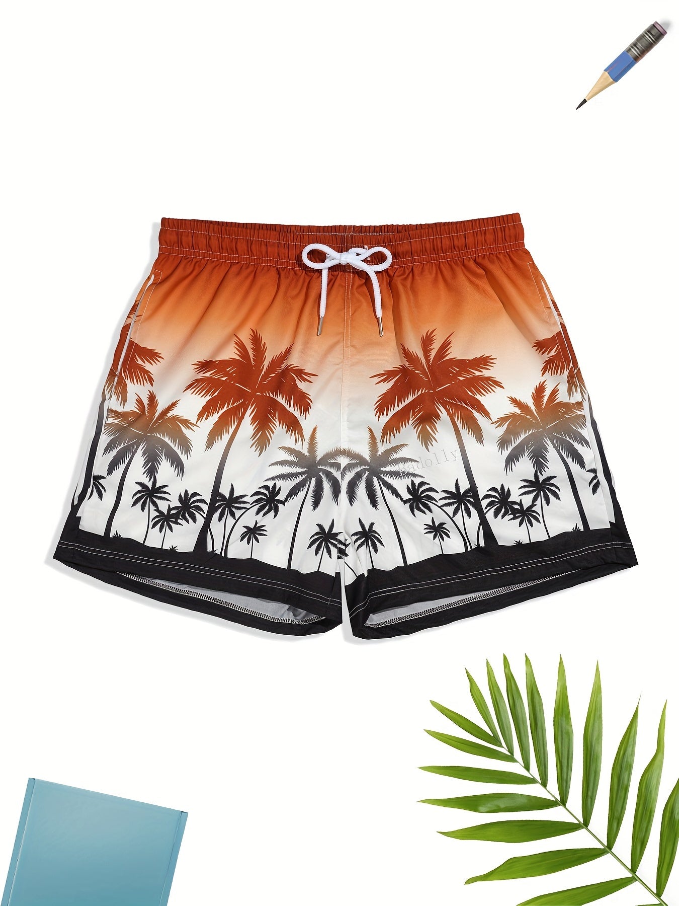 Coconut Tree Swim Trunks Quick Dry Beach Shorts