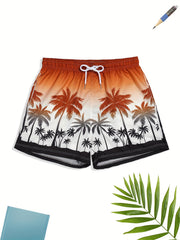 Coconut Tree Swim Trunks Quick Dry Beach Shorts