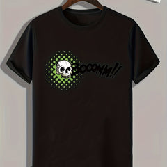 Skull & Letter Print Men's Sports T-shirt - Outdoor Fitness Clothing