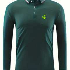 Men's Crocodile Print Polo Shirt Long Sleeve