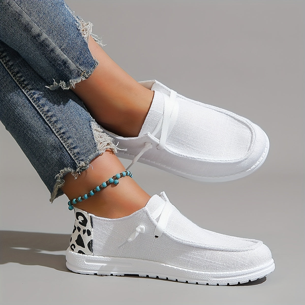 Women's Leopard Print Canvas Slip On Sneakers