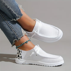 Women's Leopard Print Canvas Slip On Sneakers