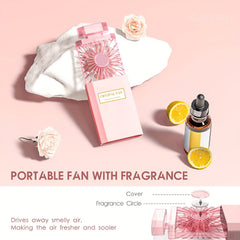 Portable Handheld Fan w/Fragrance 3 Gears Rechargeable Small Desk Fan