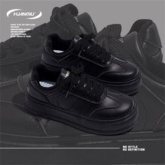 HUANQIU Women's Thick Sole Lace-up Skate Shoes Comfortable Sports Sneakers