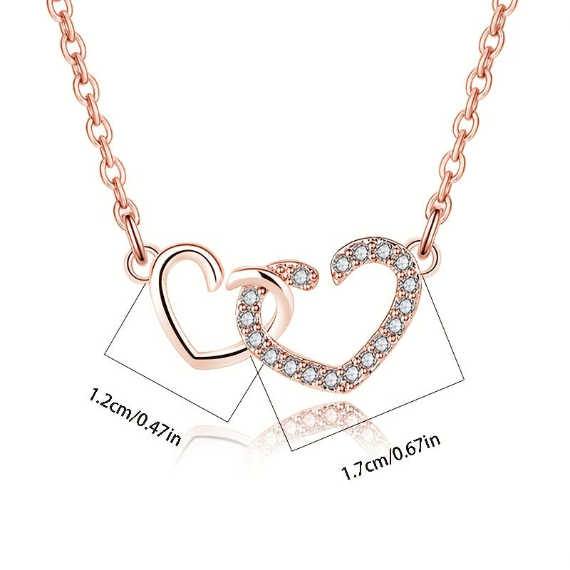Girl's Double Heart Pendant Necklace Heart To Heart Matching Necklace
