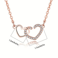 Girl's Double Heart Pendant Necklace Heart To Heart Matching Necklace