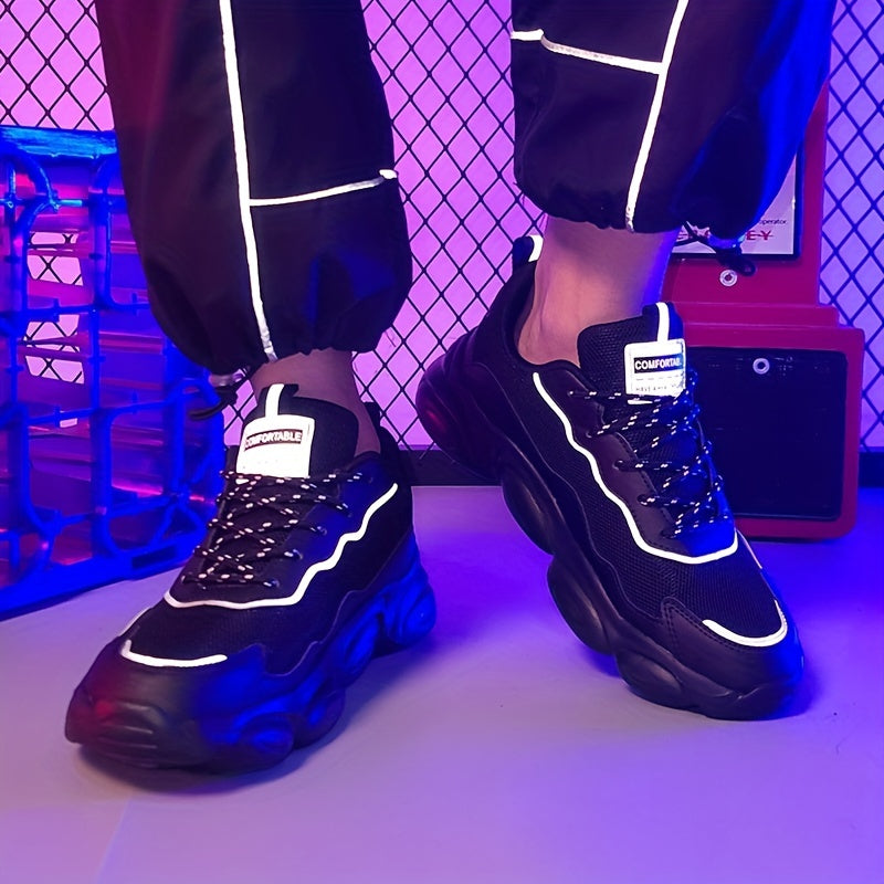 Men's Block Faux Leather Chunky Sneaker Casual Shoes