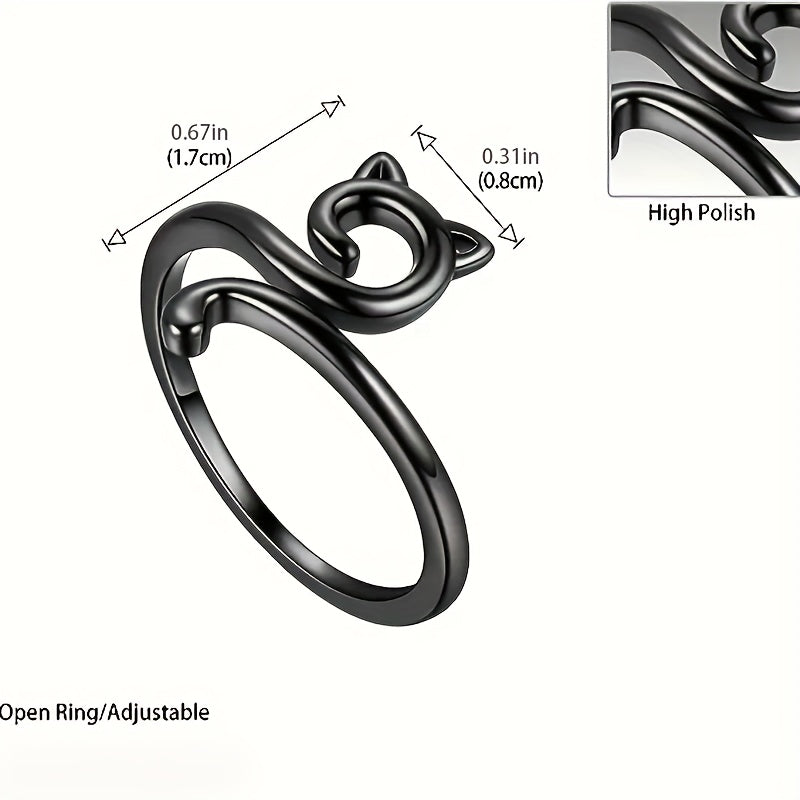 2pcs Adjustable Crochet Kitten Ring Knitting Tool Jewelry Making Supplies