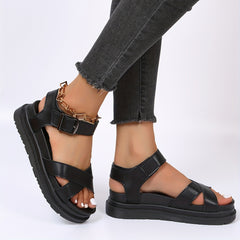Women's Platform Cross Strap Sandals Ankle Buckle Strap Non Slip Shoes