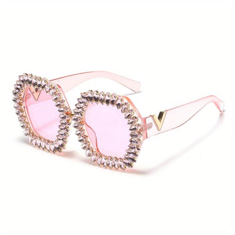 Polygon Rhinestone Sunglasses for Women