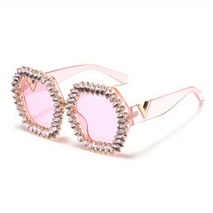 Polygon Rhinestone Sunglasses for Women
