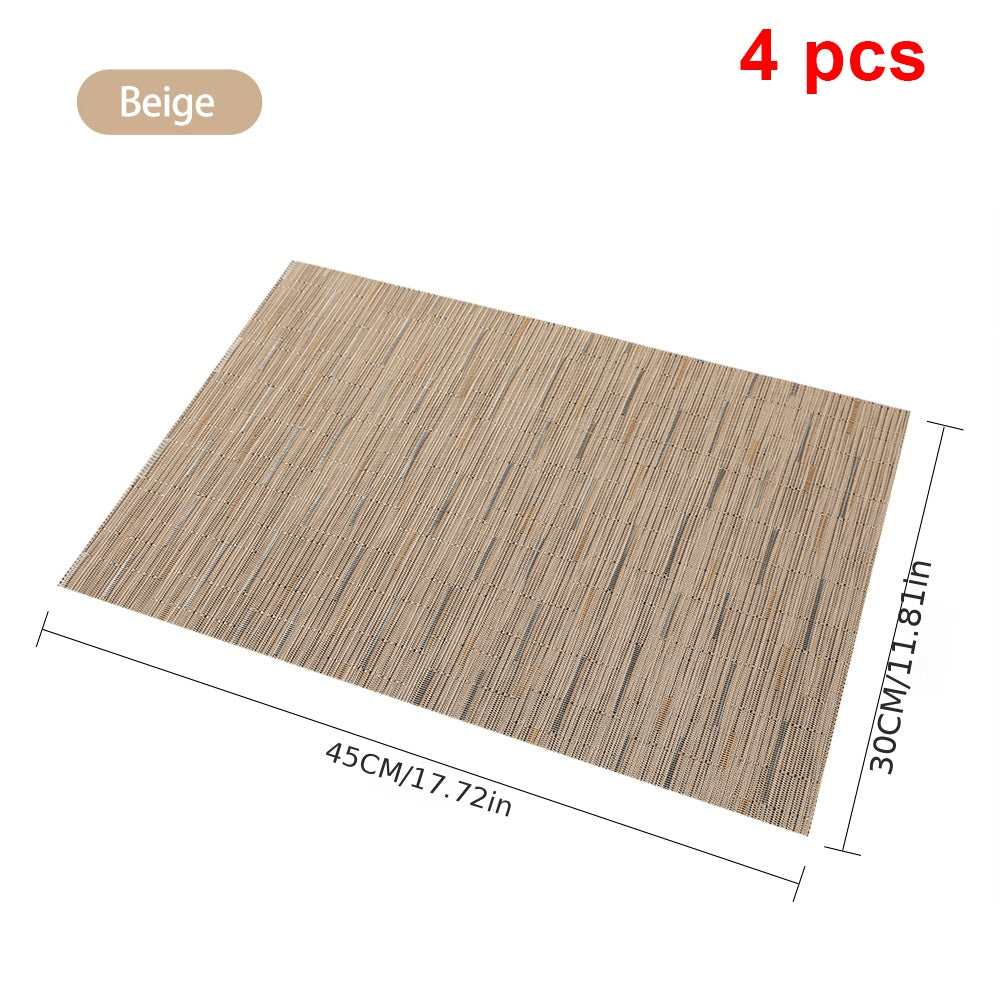 4pcs Bamboo Table Placemats Non Slip Heat Resistant Easy to Clean