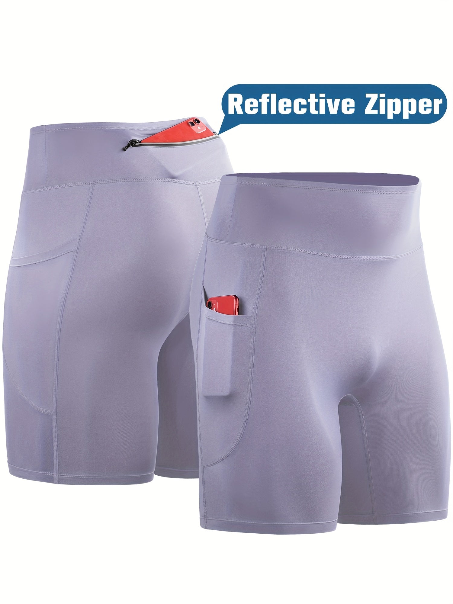 Men's Compression Shorts with Zipper Pocket Quick Dry Base Layer Sportswear