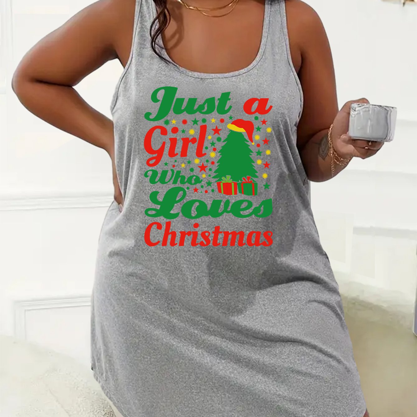 Christmas Tree Nightdress Racer Back Tank Sleep Dress