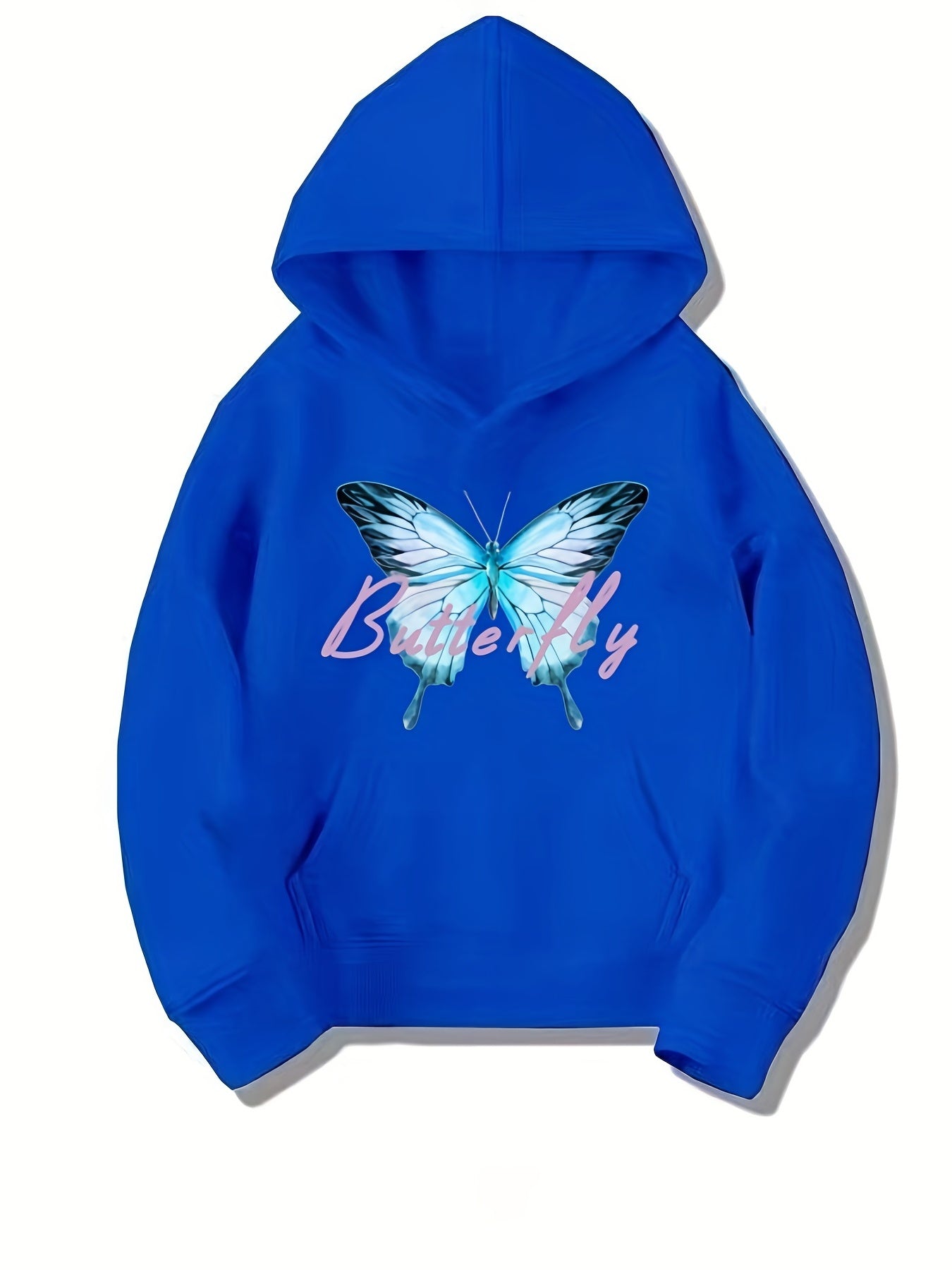 Girls Butterfly Print Hooded Sweatshirt Top Youth Girls' Long Sleeve Hoodie