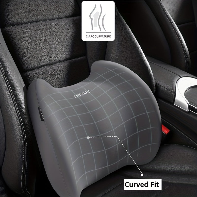 Universal Memory Foam Car Headrest Waist Support Pillow Gray