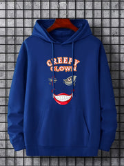 Men's Creepy Clown Print Hoodie Active Drawstring Hooded Sweatshirt