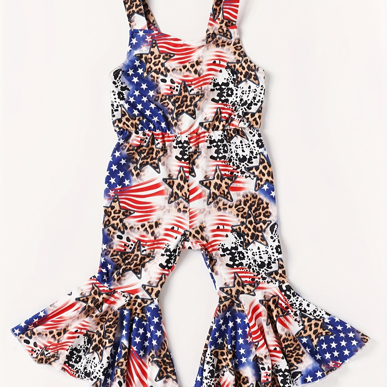 Baby Girls Star Print Flared Overalls