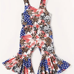 Baby Girls Star Print Flared Overalls