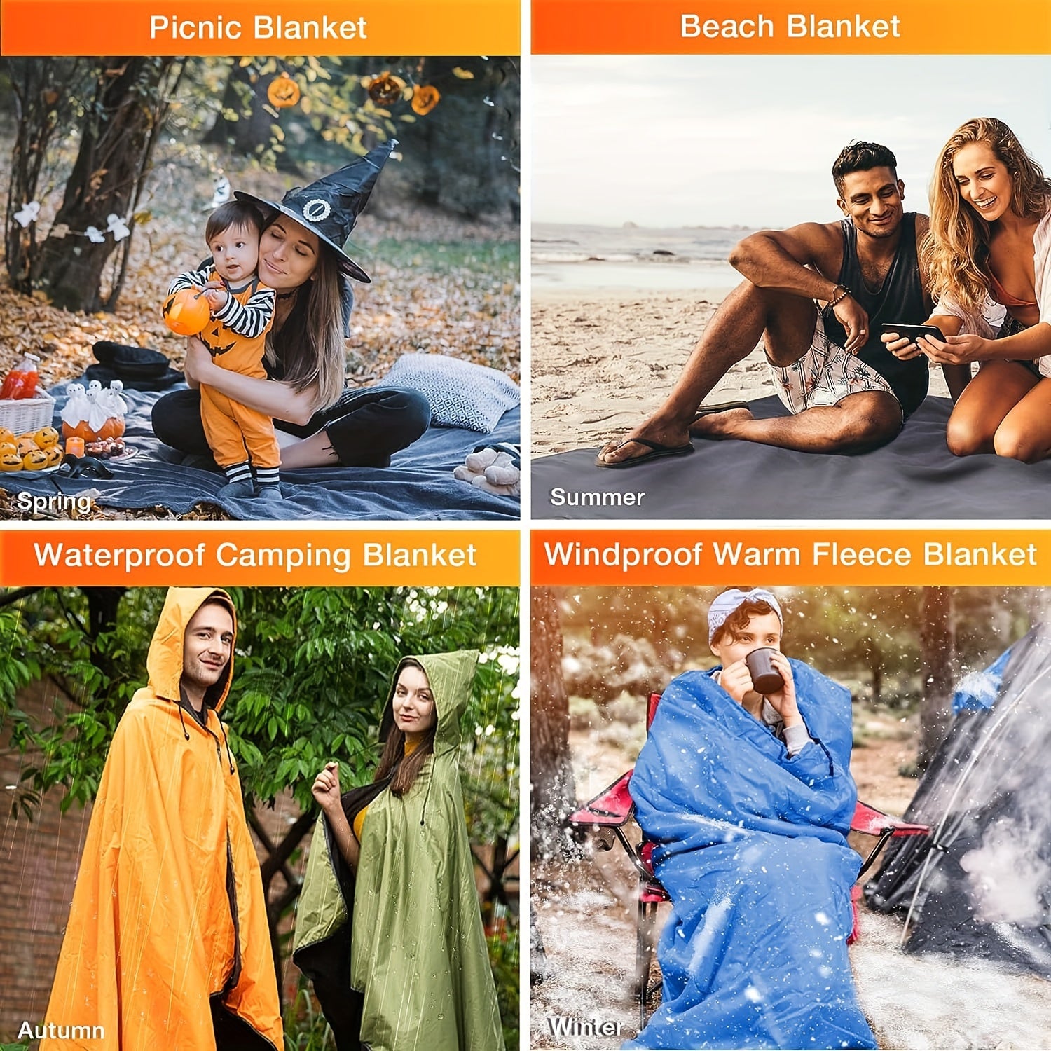 DUKUSEEK Hooded Stadium Blanket Waterproof Windproof Outdoor Fleece Blanket