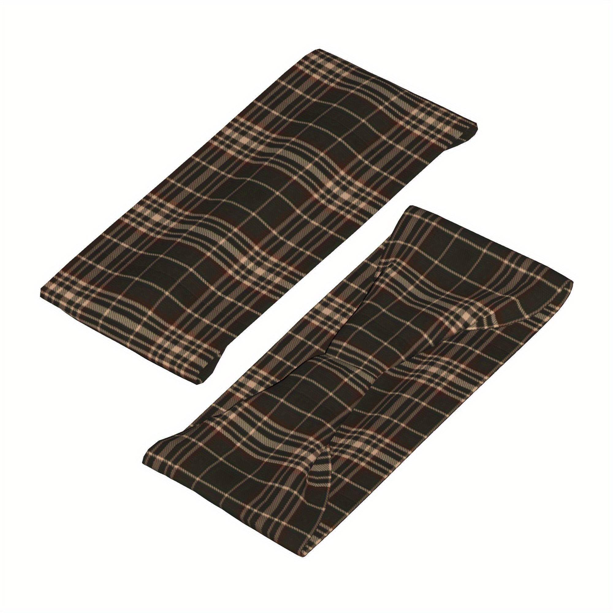 Vintage Plaid Headband Brown Checkered Pattern Elastic Secure Fit