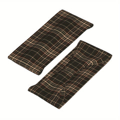 Vintage Plaid Headband Brown Checkered Pattern Elastic Secure Fit
