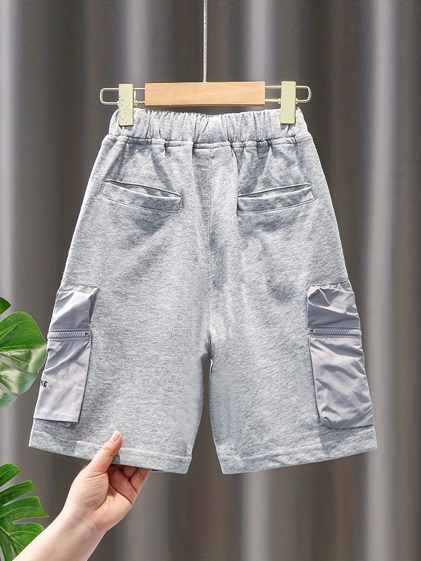 Boys Shorts Patch Zipper Pockets Casual Comfortable Breathable For Summer Kids