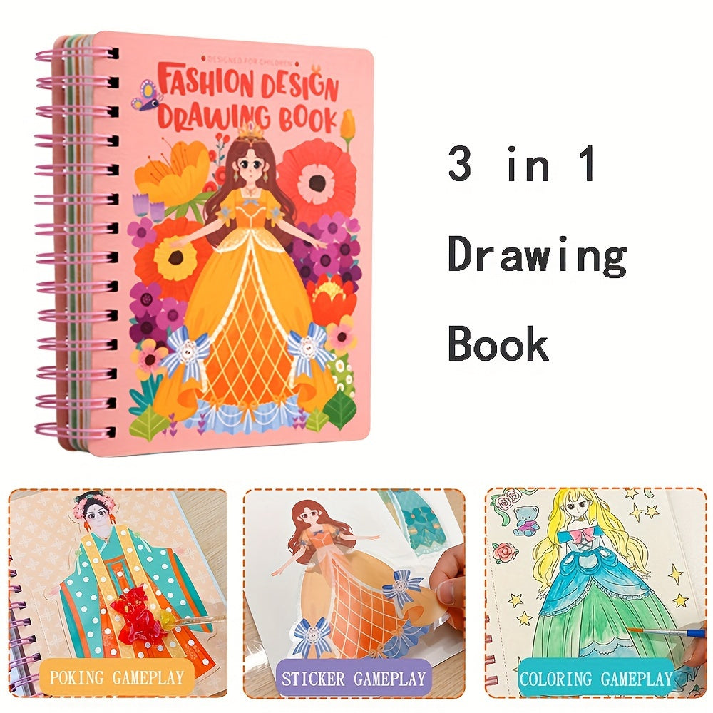 Princess Dress up Activity Book With Watercolor Puzzle Stickers DIY Craft Kit