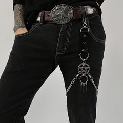 Pentagram Leg Chain Harness Gothic Leg Strap Hip Hop PU Leather Rivet Belt Haraj