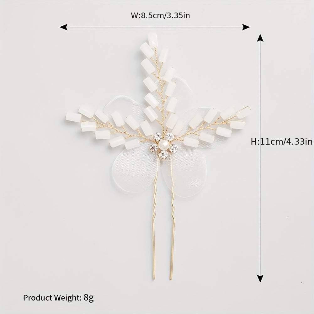 Bridal Fabric Hairpin Jade Crystal Hairpin Wedding Dress Accessories