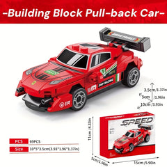 6pcs Mini Car Building Blocks Toy Pull Back Car Model ABS Material