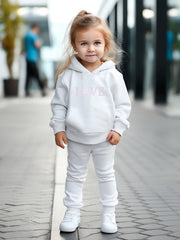 Sweet LOVE Letter Print Hoodies Pants Set For Kids Spring Fall Sports