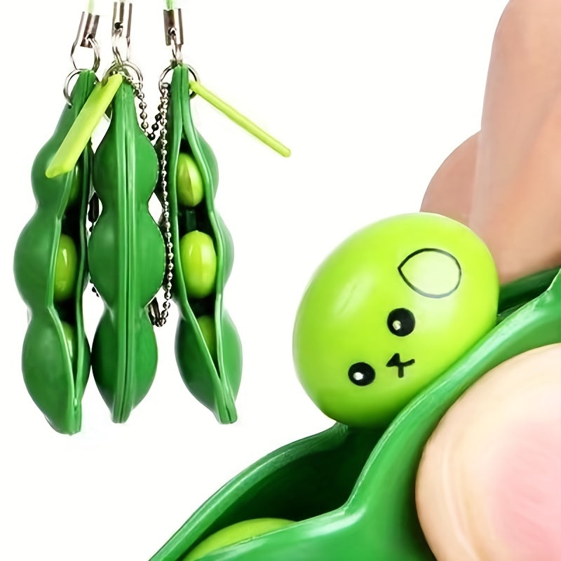 Men's Squeeze Toy Keychain: Squeeze Bean & Peanut for Women, Funny Keyring